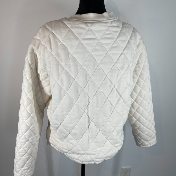Athleta Cream Quilted Sweatshirt with Side Zippers size Medium - Picture 2 of 4